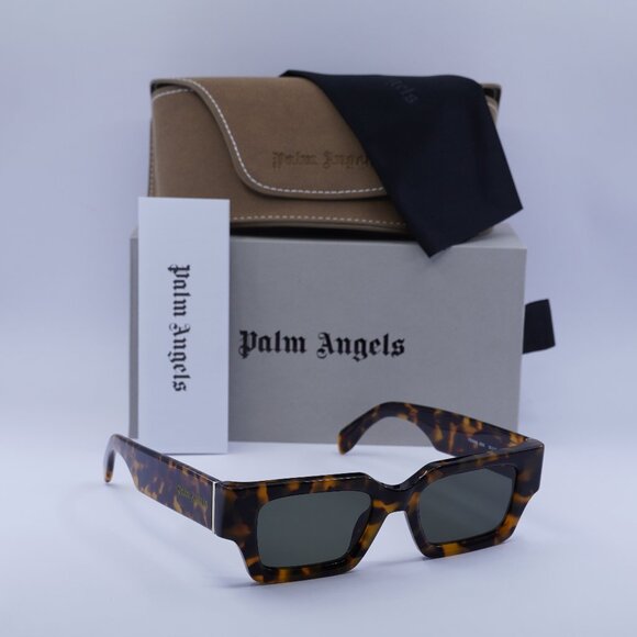 Palm Angels PERI086 HYDE 6055 Rectangle Sunglasses - Havana/Green - Picture 1 of 11